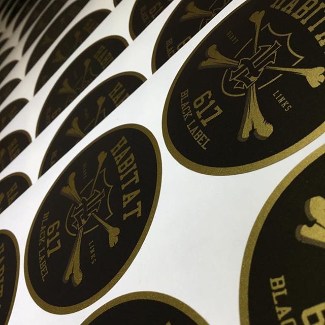 Gold Labels with a metallic satin finish. Design and purchase online