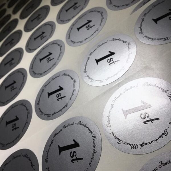 Silver Labels with a Metallic Satin finish. Design and buy online