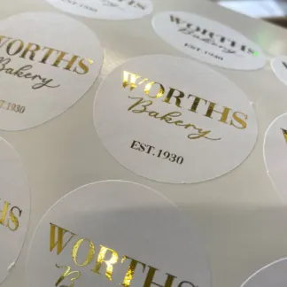 Labels printed on Gold foil - uncoated paper