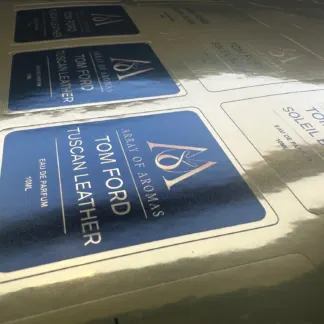 Labels printed on Gold Mirror Vinyl - Permanent
