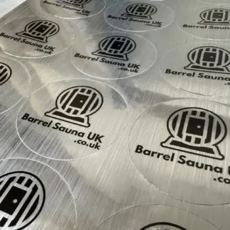 Labels printed on Brushed Aluminium Vinyl - Permanent