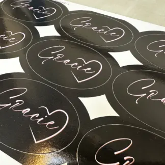 Labels printed on Gloss vinyl - Permanent