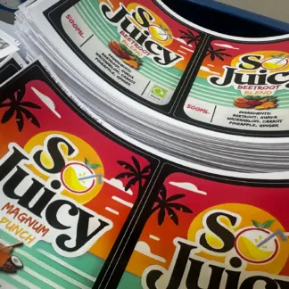 Labels printed on Gloss vinyl - Permanent