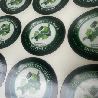 Labels printed on Gloss vinyl - Permanent