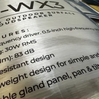 Labels printed on Brushed Aluminium Vinyl - Permanent