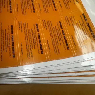 Labels printed on Gloss vinyl - High Tack