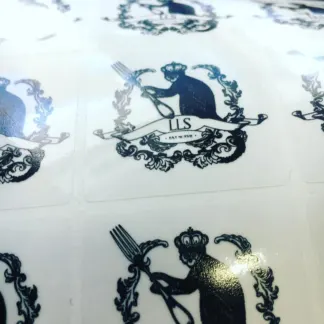 Labels printed on Clear Gloss Vinyl – Permanent