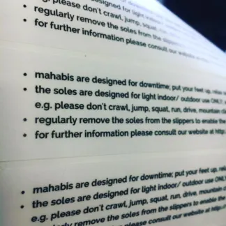Labels printed on Clear Gloss Vinyl – Permanent