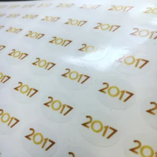 Labels printed on Clear Gloss Vinyl – Permanent