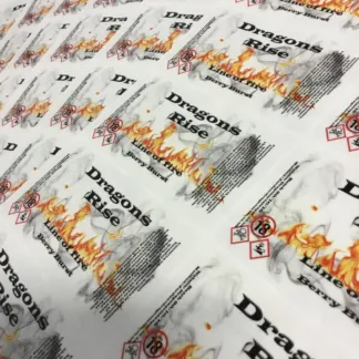 Labels printed on Clear Gloss Vinyl – Permanent