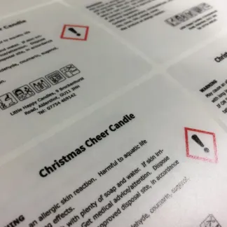 Clear Labels – Waterproof Vinyl, Health & Safety Labels example