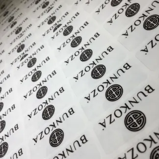 Labels printed on Clear Gloss Vinyl – Permanent