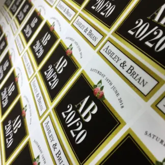 Labels printed on Clear Gloss Vinyl – Permanent