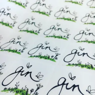 Labels printed on Clear Gloss Vinyl – Permanent