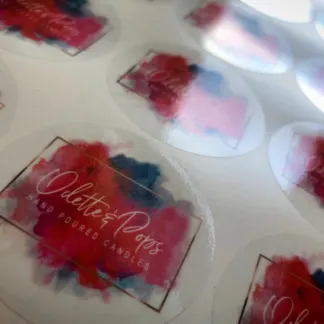 Clear Labels – Waterproof Vinyl, Candle Labels example