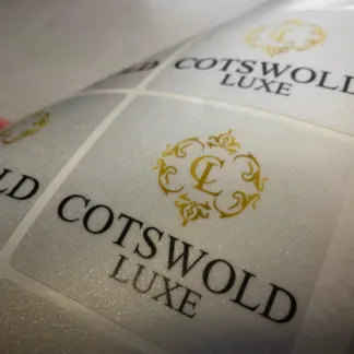 Window Stickers, Frosted Labels – Silver Etch Finish example