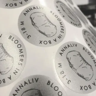 Frosted Labels – Silver Etch Finish example