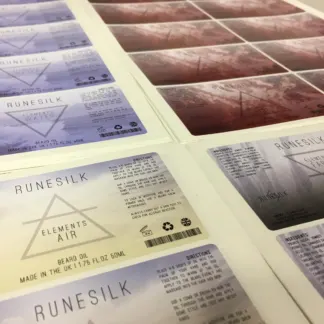 Labels printed on Gloss vinyl – Permanent