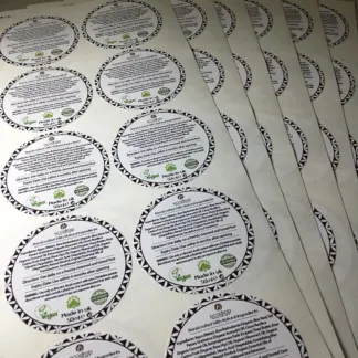 Labels printed on Gloss vinyl – Permanent