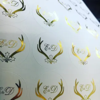 Labels printed on Gold foil – uncoated paper