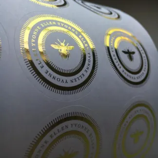 Labels printed on Gold foil – uncoated paper