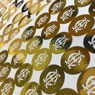Labels printed on Gold foil – uncoated paper