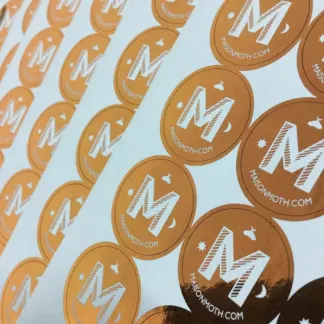 Labels printed on Gold foil – uncoated paper