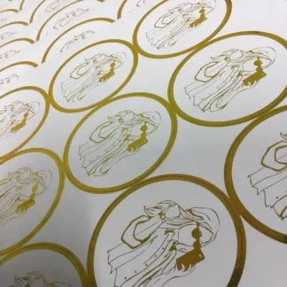 Labels printed on Gold foil – uncoated paper