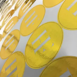 Labels printed on Gold foil – uncoated paper