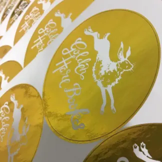 Labels printed on Gold foil – uncoated paper
