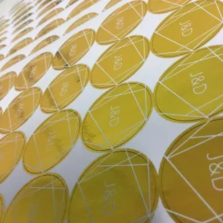 Labels printed on Gold foil – uncoated paper