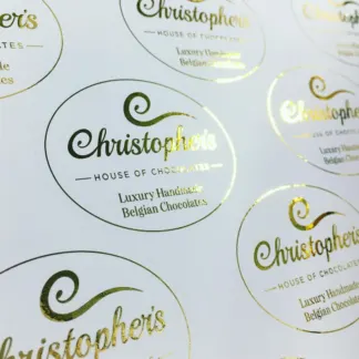 Labels printed on Gold foil – uncoated paper