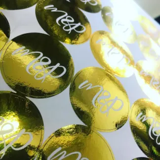 Labels printed on Gold foil – uncoated paper