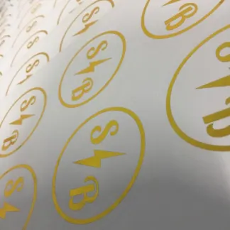 Labels printed on Gold foil – uncoated paper