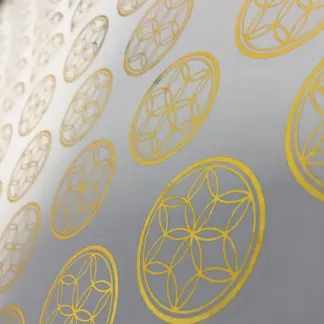 Labels printed on Gold foil – uncoated paper