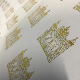 Labels printed on Gold foil – uncoated paper