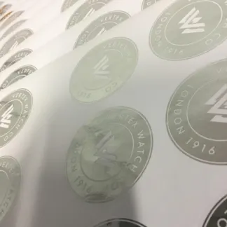 Labels printed on Gold foil – uncoated paper