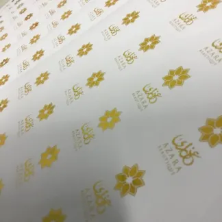 Labels printed on Gold foil – uncoated paper