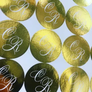 Labels printed on Gold foil – uncoated paper