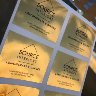 Gold Labels – Metallic Polished Finish, Candle Labels example