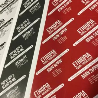 Labels printed on Paper labels – white uncoated (sheets)