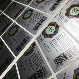 Silver Labels – Metallic Satin Finish example