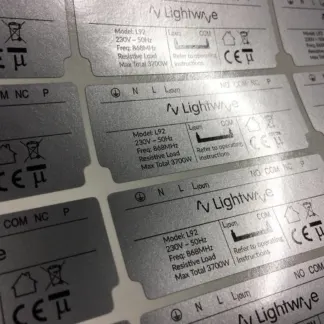 Silver Labels – Metallic Satin Finish, Equipment Labels example